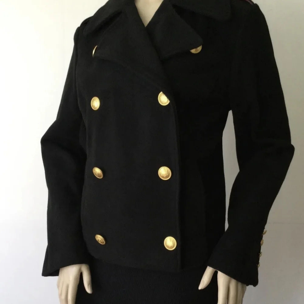 Rebecca Minkoff Black Wool Military Peacoat